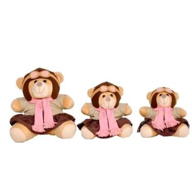 Imagem de Trio De Ursinhos Para Nichos 15cm 20cm 25cm Coroa - Aviador - Menino -