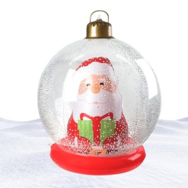 Imagem de Bolas infláveis ​​de enfeites de Natal,Bolas infláveis ​​de Natal ao ar livre,Balão inflável do Papai Noel | Bola de Natal de PVC de 22 polegadas Decorações de bola inflável brinquedos infláveis ​​de