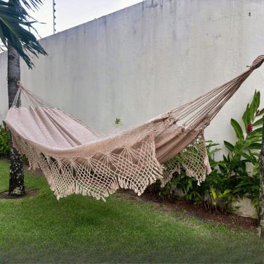 Imagem de Rede de Descanso Reforçada Casal King - Gigante, Manual Artesanal e Conforto Premium para Sua Varanda(Caramelo Mesclado com Bege)