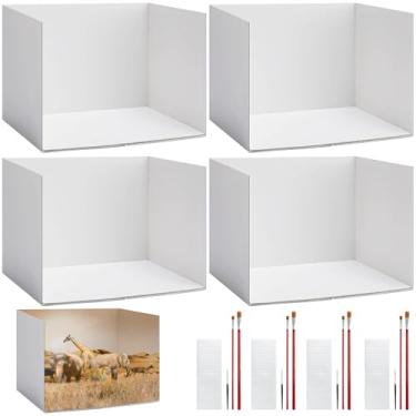 Imagem de oyhqes Kit de diorama de papelão alongado, caixa de diorama branca com fitas dupla face (3)