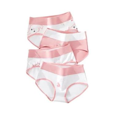 Imagem de Conjunto De Calcinhas De Algodão De Cintura Alta Para Mulheres, Modela