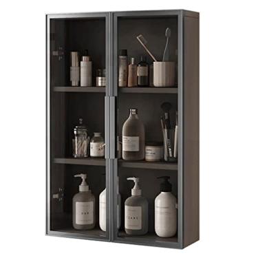 Imagem de Armário de banheiro de 3 níveis com porta, armários de armazenamento de artigos de higiene, armário de parede de cozinha, prateleiras organizadoras sobre o vaso sanitário (cor: E, tamanho: 50 * 14