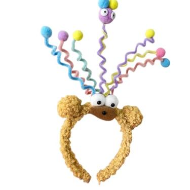 Imagem de OULIGET Faixa de cabeça engraçada e louca, linda tiara de pelúcia para crianças, acessórios coloridos de cabelo maluco para a semana do espírito escolar (monstro marrom)