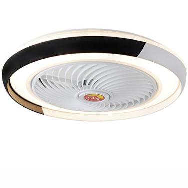 Imagem de Luminária de teto LED com ventilador de teto, iluminação moderna, dimerizável, controle remoto, ultrassilenciosa, com temporizador, lustre criativo para sala de estar e quarto.