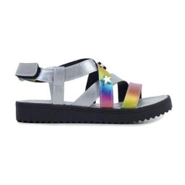 Imagem de Sandália Infantil Feminino Klin Lola Prata e Preta - 4200-Feminino