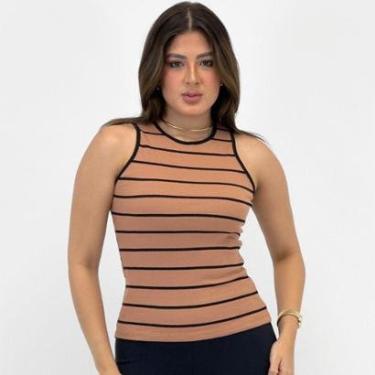 Imagem de Blusa Malwee Regata Gola Redonda Listrada Feminina-Feminino