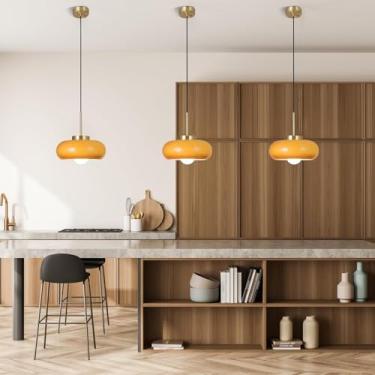 Imagem de Luminária pendente de vidro leitoso para ilha de cozinha, estilo cúpula, modelo escola, lustre moderno de meados do século XX em branco e dourado, ideal para sala de jantar, quarto e cozinha