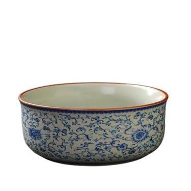 Imagem de KEG801302 Cinzeiro de cerâmica de grande capacidade para desktops de escritório, uso doméstico e sala de estar, cinzeiros de porcelana azul e branco