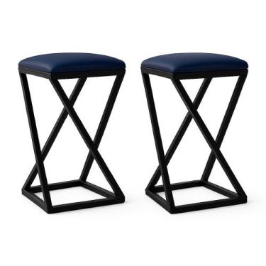 Imagem de Kit 2 Banco Banqueta Baixa Cozinha 50 cm Bancada Bar material sintétic