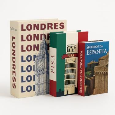 Imagem de Kit 3 Caixas Livro Decorativo Porta Objetos 3 em 1 Decoração Casa Sala Multiuso Jogo de Livros Decorativos (Inglate)