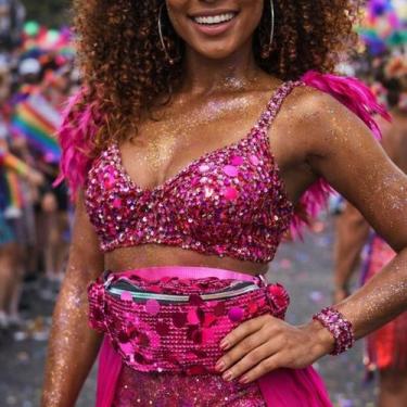 Imagem de Pochete Feminina Brilho Festa Show Paetê Mágico Zíper Colorido - Lika 