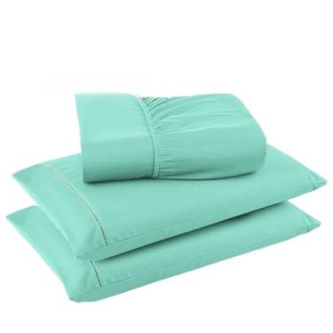 Imagem de Jogo De Lençol Com 3 Peças, Fronha Com Ponto Palito, Tecido Suave(Tiffany,Solteiro)