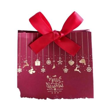 Imagem de Caixa De Presente De Natal Com Padrão De Trenó Do Papai Noel E Renas, 