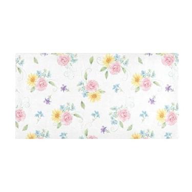 Imagem de Burbuja Tapete de corredor flores de pelúcia antiderrapante tapete de cozinha suporte de borracha para corredor, quarto, sala de estar, decoração de entrada, lavável na máquina, 51 x 99 cm