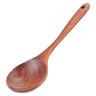 Imagem de LiebeWH Colher de Madeira Teca Mexendo Utensílios de Cozinha, Design Leve, Perfeitamente Polido, Ideal para Cozinhar e Servir Saladas