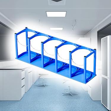Imagem de Suporte de tanque de oxigênio pequeno - Rack de armazenamento de montagem no chão com corrente para garrafas de gás, ideal para laboratórios, clínicas e hospitais (L-93 cm/36,5")