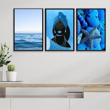 Imagem de Kit 3 Quadros Decorativos Orixá Iemanjá 45X34Cm - Com Vidro