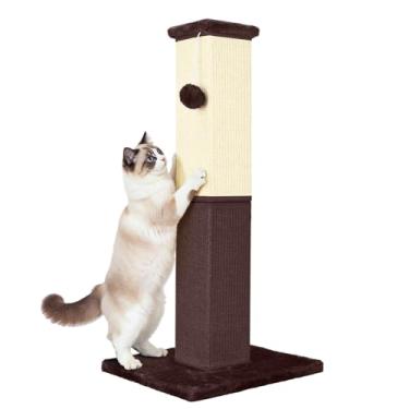 Imagem de YULOYI Poste arranhador para gatos, 81 cm para gatos grandes, arranhador para gatos com sisal natural, arranhador para gatos grandes e filhotes, marrom