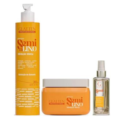 Imagem de Glatten Semi Di Lino Shampoo e Máscara e Sérum