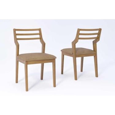 Imagem de Cadeira Cozinha Damasco Kit 2 Un Carvalho/Couríssimo Kaki - Cimol