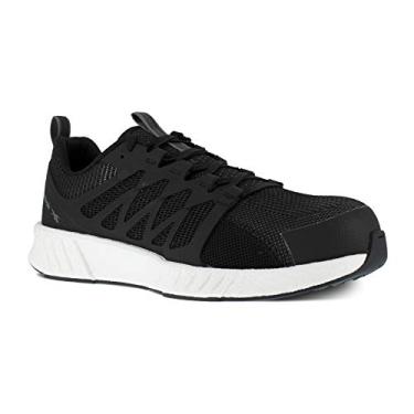 Imagem de Reebok Tênis de trabalho feminino Rb431 Fusion Flexweave Safety Composite Toe atlético preto e cinza industrial, Preto e branco, 7 Wide