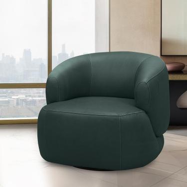 Imagem de Poltrona Decorativa Verona Sala de Estar Base Giratória em Aço Couro Verde Musgo G88 - Gran Belo