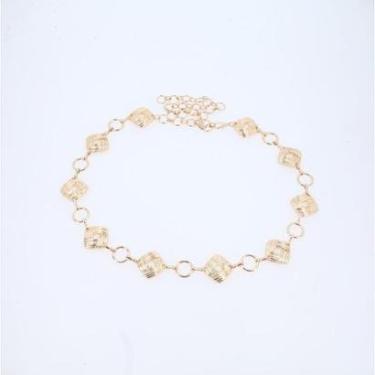 Imagem de Cinto Feminino Corrente Metal Dourado Detalhes Geométricos-Feminino