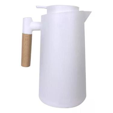 Imagem de Garrafa Térmica CaféClick com Cabo de Madeira 1 Litro Branca - Mimo