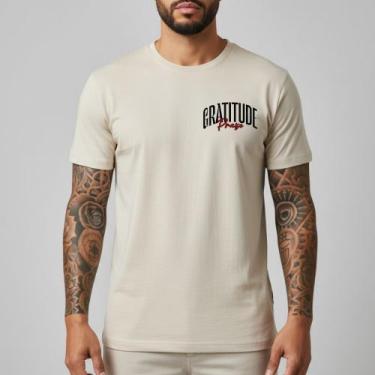 Imagem de Camisas Masculinas Streetwear Gratitude Praise Camiseta Basica Persona