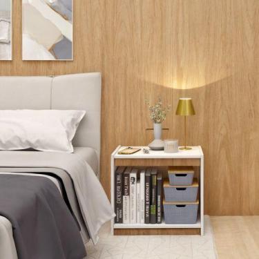 Imagem de Mesa De Cabeceira Lateral Cama Com Nicho - Cor Branco Fosco Branco - D