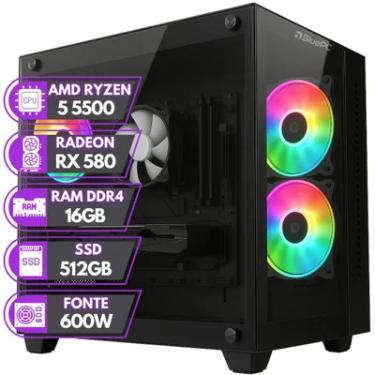 Imagem de PC Gamer Bluepc Rush - Amd Ryzen 5 5500 16gb Ddr4 Radeon Rx 580 8GB SSD 512gb - Pgbp-rus1028
