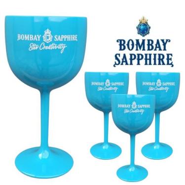 Imagem de Kit 4 Taças Gin Bombay Sapphire Acrilico 500ml Azul Celeste