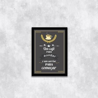 Imagem de Quadro Um Café Para Acordar E Um Sorriso 33X24 Moldura Preta