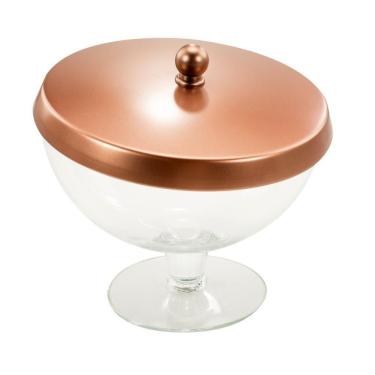 Imagem de Pote Bomboniere De Vidro Com Tampa Cobre Inox Balas Doces