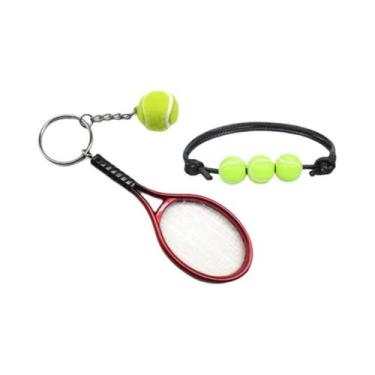 Imagem de Chaveiro De Raquete De Tênis Mini Com Bola, Tema Esportivo, Pulseiras 