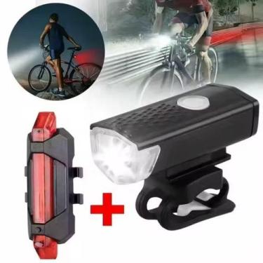 Imagem de Kit Sinalização Bike Noturna Led Alto Alcance - Kit Farol E Lanterna