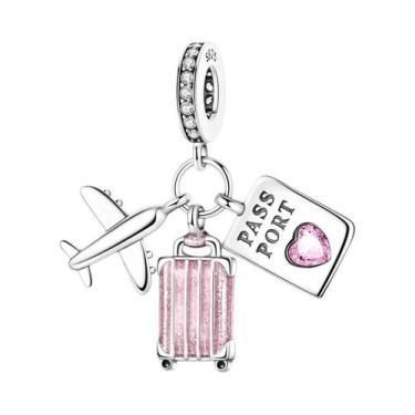 Imagem de Pingente De Avião Em Prata Esterlina Rosa Para Mulheres, Compatível Co