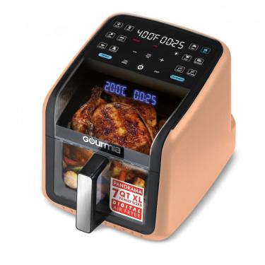 Imagem de Fritadeira Elétrica Air Fryer Gourmia Pêssego 6,6L Janela Panorâmica 12 Programas FryForce 360 1500W 110V