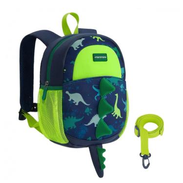 Imagem de Mochila infantil mommore dinossauro verde com guia de segurança