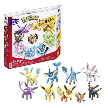 Imagem de Mega Brands Mega Construx Pokémon: Kit Completo de Evoluções do Eevee com 470 Peças e 9 Personagens Articulados
