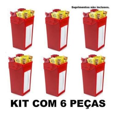 Imagem de Porta Guardanapo Sache Bar Lanchonete Kit 6 Pc Várias Cores - Vermelho