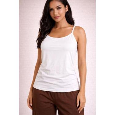 Imagem de Blusinha Feminina Alcinha Básica Conforto em Poliamida Cor:BrancoTaman