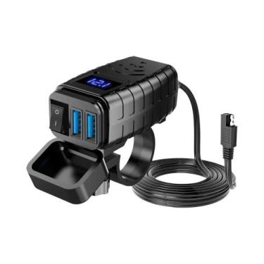Imagem de Tomada USB À Prova d'Água Para Motocicleta Com Voltímetro E Interrupto