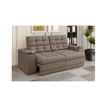 Imagem de Sofá 3 Lugares Besthouse Kansas Retrátil Reclinável com USB Veludo 205cm