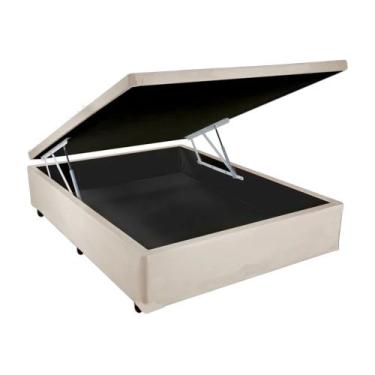 Imagem de Base Box Baú Casal Suede 36x138x188 Pistão a Gás - CONFORT BRAZ, Bege