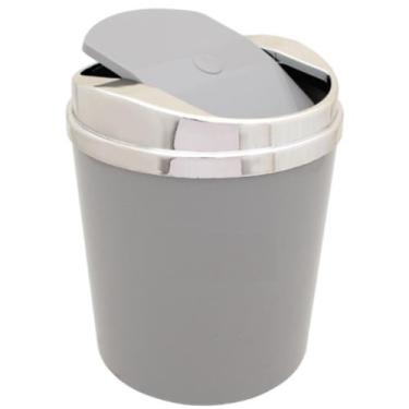 Imagem de Lixeira 5 Litros Para  Cozinha Banheiro Com Tampa Basculante Metalizad