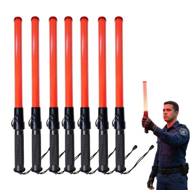 Imagem de Bastao Sinalizador LED Kit 7 Apito Viario Alerta Transito Rodovia Emergencia Manobrista Segurança Guarda