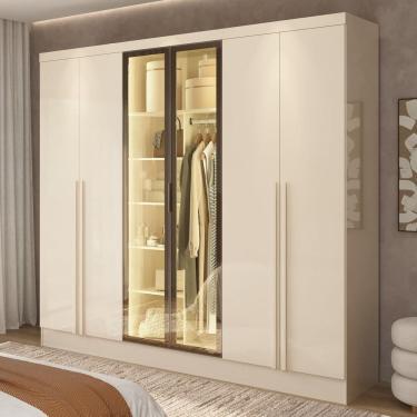 Imagem de Guarda-roupa Casal 6 Portas com 2 Reflecta e 4 Gavetas Atenas Yescasa Off White