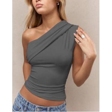 Imagem de Blusa Blusinha Um Ombro Só Feminina Drapeada Moda Casual Elegante - Sw