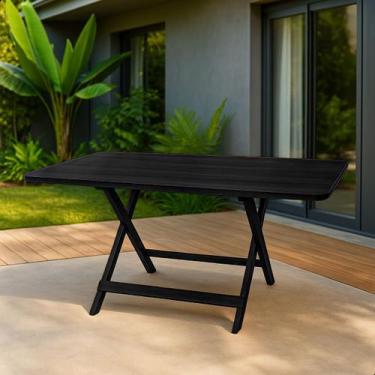 Imagem de Mesa Dobrável Bar Restaurante 120x70 Madeira Maciça - Spacoshop, Preto